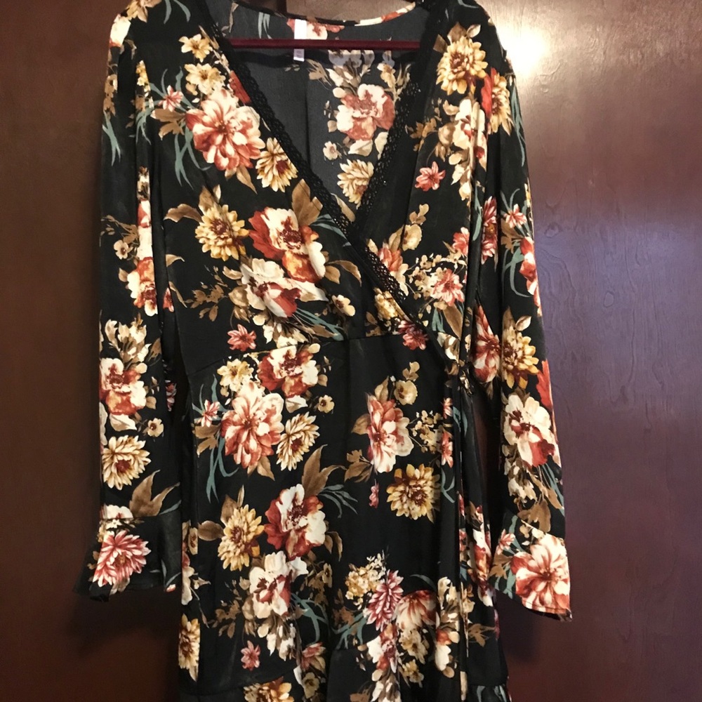 black flowered dress